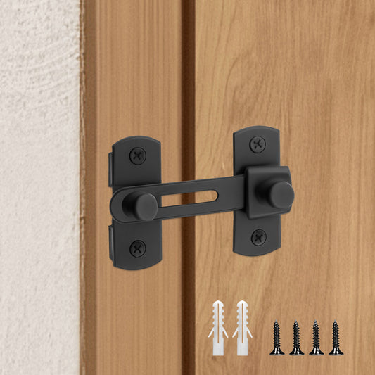 Flip Sliding Barn Door Lock 180 Degree Stainless Steel Safety Flip Gate Latches Door Bolt Locks Black Gate Latch Bolt Buckle Lock for Garage Window Bathroom Closet Cabinet