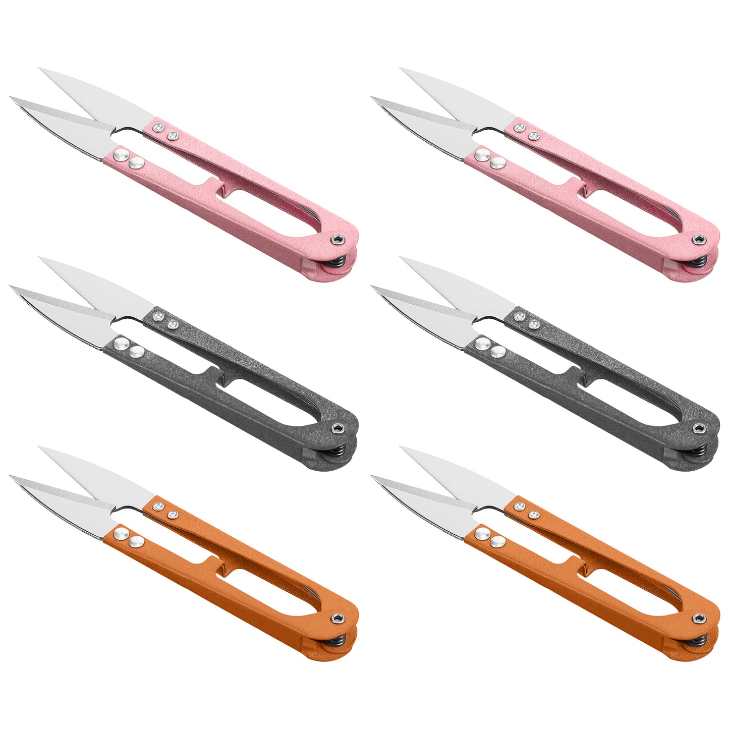 6Pcs Sewing Scissors, 4.1 Inch Small Sewing Scissors Thread Snips Sewing Snips Thread Cutter for Stitch DIY Crafts Embroidery Knitting Leaves Flowers Fabrics Cutting (Pink, Gray, Orange)