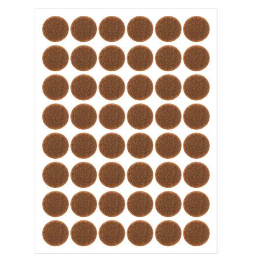 48 Pcs Brown 1/2 Inches Diameter Self Adhesive Felt Bumpers, Felt Cabinet Door Pads for Furniture Kitchen Cabinet Doors Floor Drawers Cupboards
