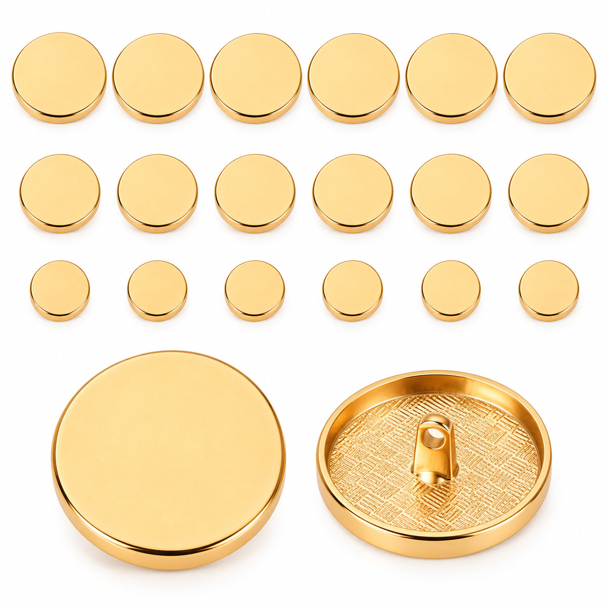Gold Buttons for Blazer, 18 Pcs Round Flat Gold Buttons for Clothes