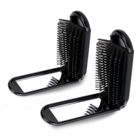 2 Pack Foldable Hair Brush with Mirror Mini Compact Travel Hairbrush Small Massage Comb Portable Hair Styling Tools Pocket Folding Hairbrush for Women Girls Men Home Outdoor Travel Purse Essential