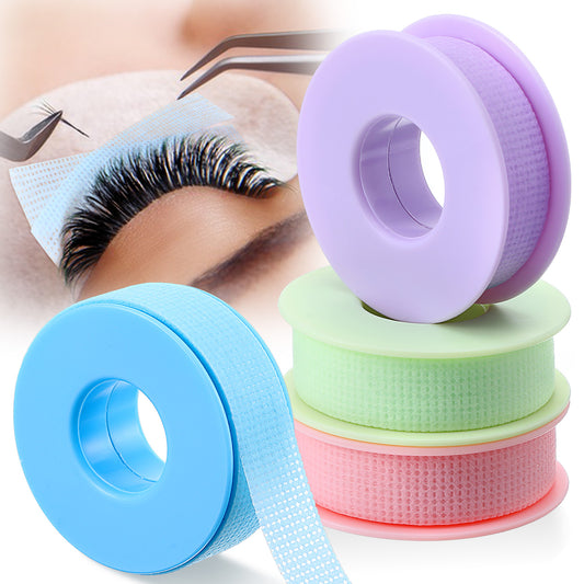 Eyelash Tape, 4 Rolls Eyelash Extension Tape, Adhesive Lash Extension Tapes Breathable Micropore Fabric Tapes Eyelashes Extensions Supplies for Salon DIY Eye Shadow Makeup (Purple/Pink/Blue/Green)