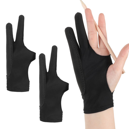 2Pcs Drawing Glove Palm Rejection, Digital Drawing Glove, Drawing Glove Right Left Hand, 3-Layer Palm Rejection, Fits Left and Right Hand, Two Finger Gloves for Stylus Pen Pencil Sketching Painting