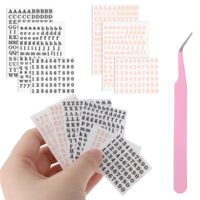 Letter Nail Stickers, 0.11Inch Letter Nail Charms with Tweezer, 6 Sheets Self Adhesive Mini Letters Stickers for Nails, Alphabet and Number Sticker for DIY Craft Scrapbook Nails Keyboard