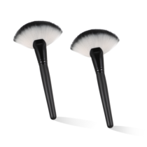 2 PCS Fluffy Fan Brushes for Facials Face Soft Bristle Highlighting Blush Brush Esthetician Large Fan Brush Face Makeup Tools Powder Foundation Brush for Cosmetics Loose Powder Highlighting Blush