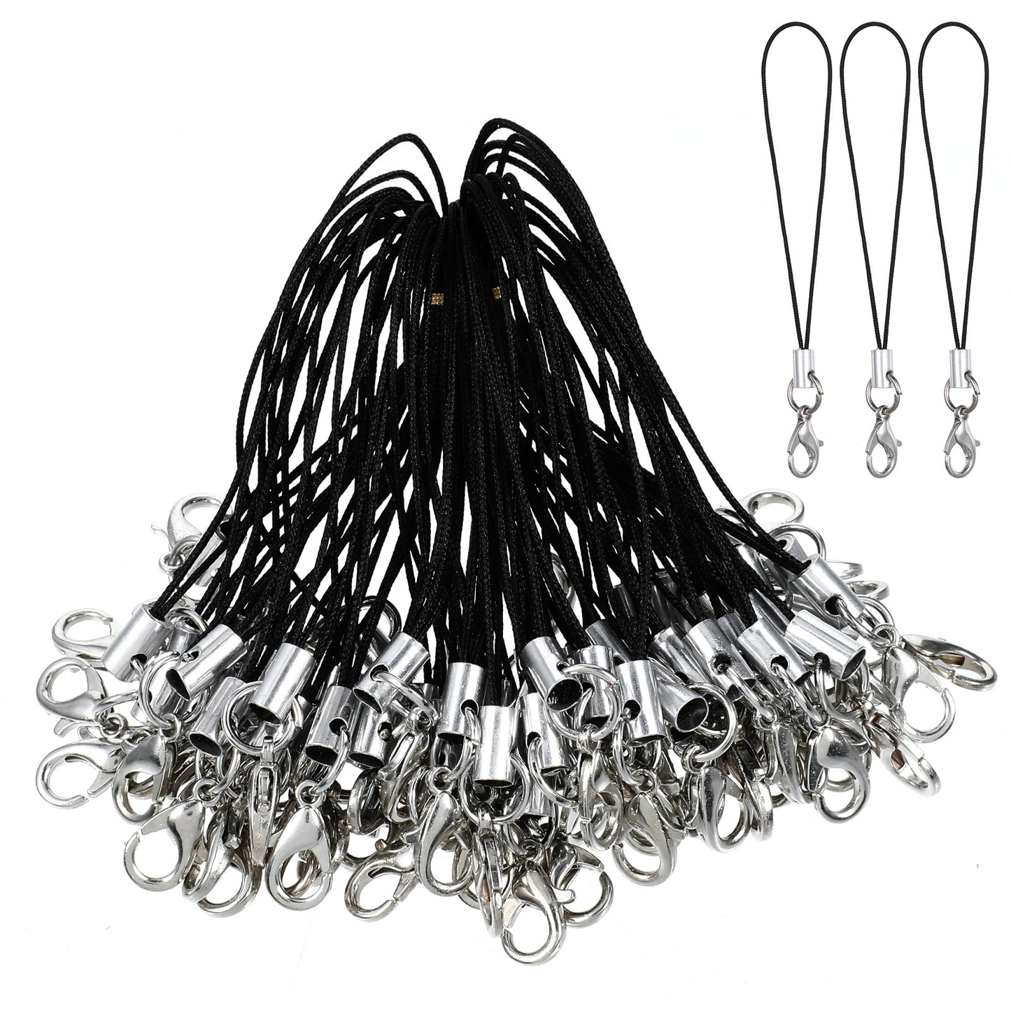 Fibraze 100PCS Phone Charm Strap with Lobster Clasp Cell Phone Charm Keychain String Lanyard Loop Charms for Keychain Clasps, USB Drive DIY Jewelry Mobile Accessories Charms