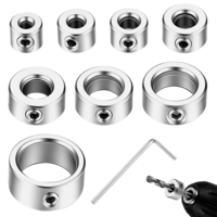 8 Pcs Drill Bit Depth Stop Collar Set 8 Sizes 3-16mm High Carbon Steel Drilling Limit Ring Drill Bit Positioning Ring Split Rings with Allen Wrench for Precision Drilling