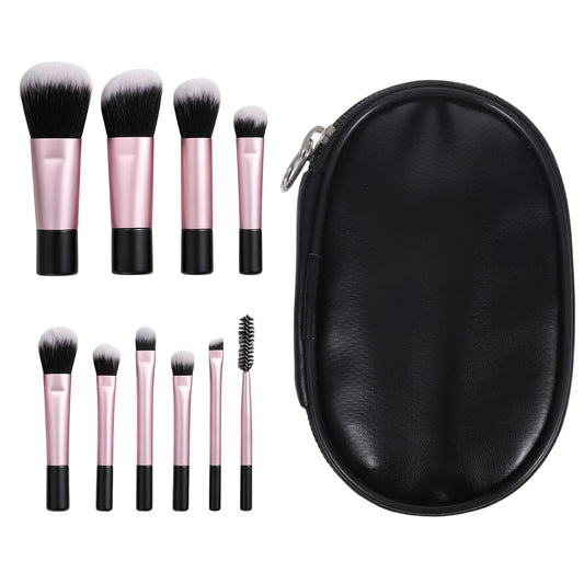 EupHHonycs 10 PCS Small Makeup Brush Mini Makeup Brush Set with Pouch Pink Portable Travel Makeup-Brush Professional Cosmetic Brushes Travel-Essentials Kits for Women Girls Blush Powder Eye Shadow