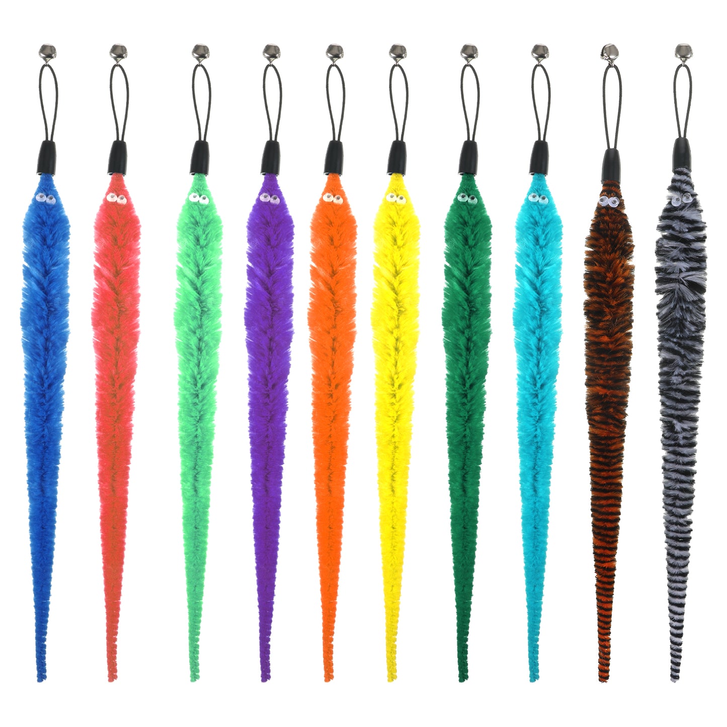 Xyembu 20Pcs Cat Worm Toy Refills, Cat Wand Attachment Fuzzy Worm Toys for Indoor Cats, Interactive Cats Kittens Toys