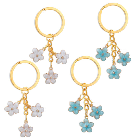 Hariendny 4 Pcs Cute Flower Keychain Charms Keychain Accessories Purse Charms Flower Bag Charms Purse Keychain Bag Charms for Purse Handbags Backpacks