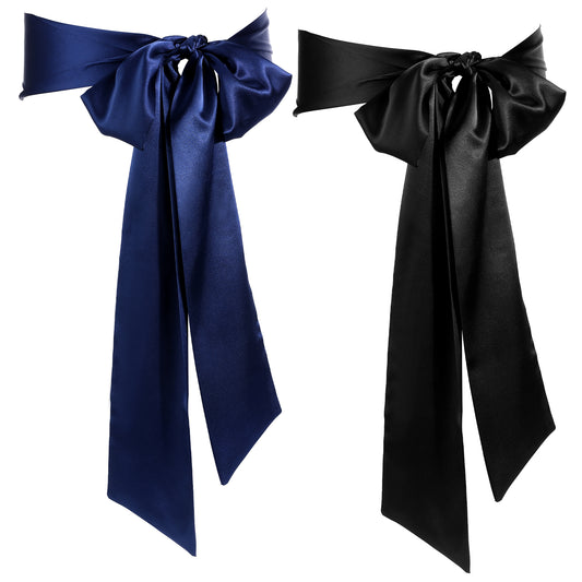 salbsever 2PCS Wedding Satin Sash Belt, Dress Belt Women Waist, Sash Belt for Dress Side Belt, Dress Sash Waist Belt for Special Occasion, Bridal, Wedding, Formal Prom 3.59'' Wide, Black and Navy