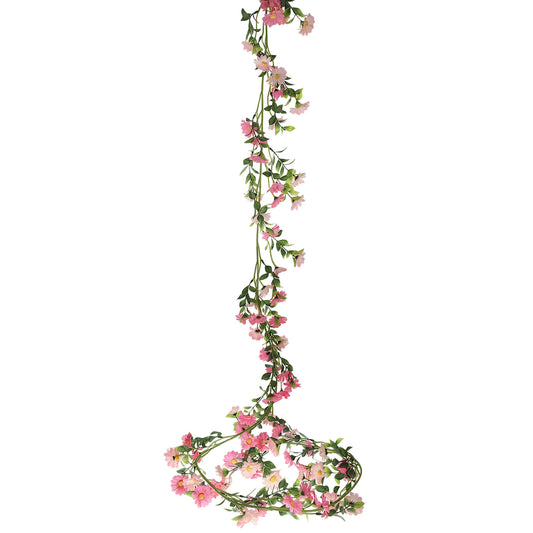 Hariendny Artificial Flowers Garland Silk Gerbera Fake Flower Pink Wildflower Vine Hanging Ivy Daisy for Outdoor Indoor Decoration Wedding Arch Wall Home Party Decor