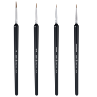4 Pieces Fine Detail Paint Brush Set Detail Thin Paint Brush Set Fine Detail Paint Brushes for Watercolor Acrylic Oil Painting (Black)