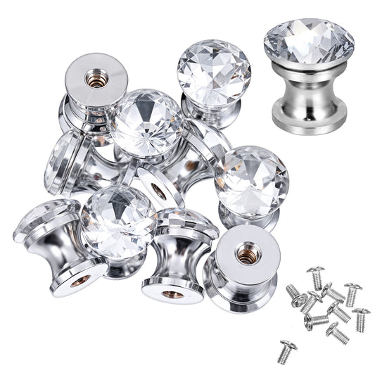 InnoHHustle 10pcs Crystal Glass Cabinet Knobs14mm Mini Crystal Knobs Cabinet Drawer Pull Jewelry Box Gift Knobs Drawer Kitchen Cabinets Diamond Handles Hardware Decorative Knobs with Single Hole