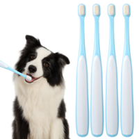 4 Pack Dog Tooth Brushing Kit Small Dog Toothbrush Mini Head Soft Brush for Deep Clean Small Breed Cat Toothbrushes Portable Travel Friendly and Easy to Use for Puppy, Kitten, Pets Blue