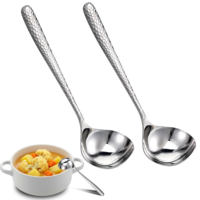 2 Pcs Deep Soup Spoons, 7.87" Stainless Steel Soup-Spoons Large Round Soup-Spoon for Cereal Bouillon Milk Soup and Dinner Guests (Dishwasher Safe)