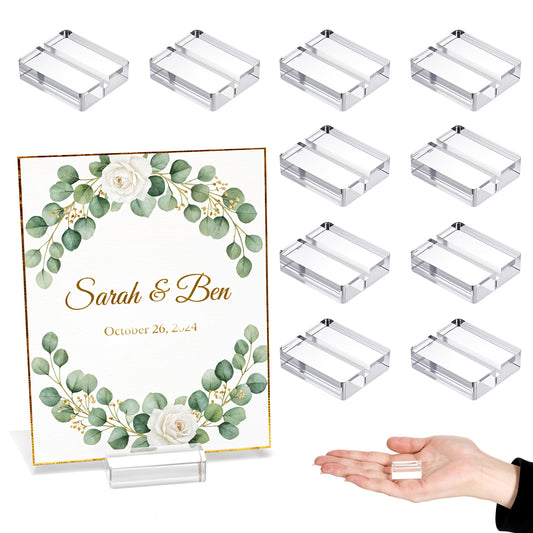 Exircy 10 Pcs Acrylic Place Card Holder Clear Table Numbers Stands Card Display Holder with Cards Slot 1.2 Inch Wedding Arcylic Sign Holders for Meeting Table Wedding Office