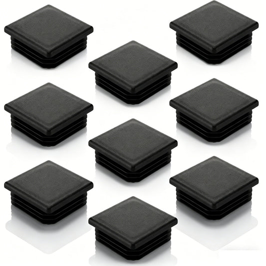 10 PCS 1 3/4 Inch (45mm) Square Tubing End Caps, Square Plastic Plugs Insert End Caps for Squares Metal Tubing Post, Glide Protection from Chair Legs and Furniture Plastic Hole Plugs, Black