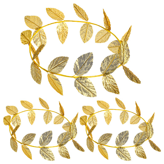 3 Pcs Gold Headband, Roman Leaf Crown Set Greek Goddess Laurel Wreath, Boho Headpiece with Gold Leaves, Toga Costume Accessories Hair Crown Accessories for Women and Men
