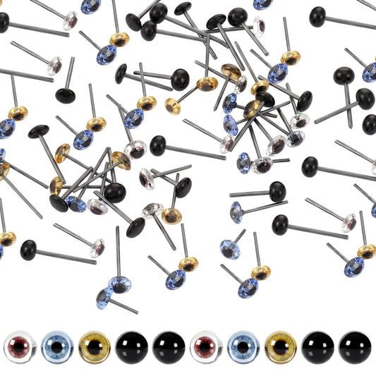 100 Pcs 4mm Glass Eyes Kits Tiny Glass Eyes Assortment Kits Safety Eye Mixed Colors Various Styles for Crafts Needle Felting Bears Dolls Decoys Sewing