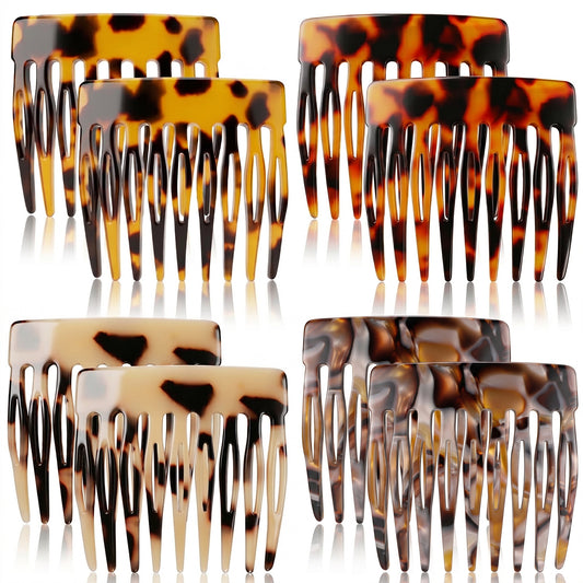 Hair Combs Slides for Women, 8 Pcs Mini French Hair Comb Decorative Hair Side Combs Women's Bun Hold Clips French Twist Hair Styling Accessories for Women Girls (4 Colors)