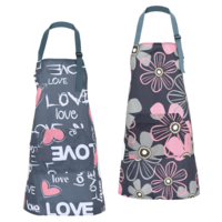 Xthrotsenk 2 Pack Floral Aprons With Pocket Waterproof Adjustable Cooking Aprons Kitchen Gardening Aprons Waterproof Aprons for Dishwashing Painting Aprons for Adults Cleaning Apron for Housekeeping