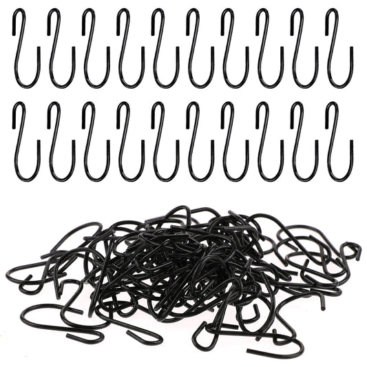Fyntave 60 Pcs 2.5cm Small S Hooks for Hanging Mini Ornament Storage Hooks Iron Wire Hook Hanger for Jewelry Small Kitchenware and Plants Black