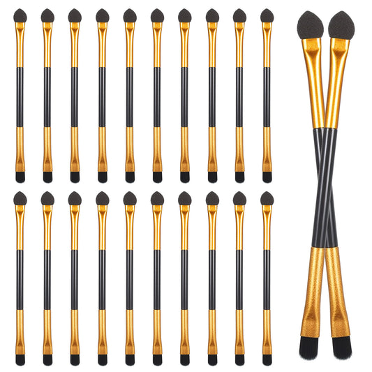 20 PCS Dual End Eyeshadow Smudge Brush 2 in 1 Eyeshadow Sponge Concealer Brush Double Sided Eyeshadows Makeup Brushes Eyeshadows Applicator Makeup Cosmetic Tool for Blending Eye Shadow Women Lady