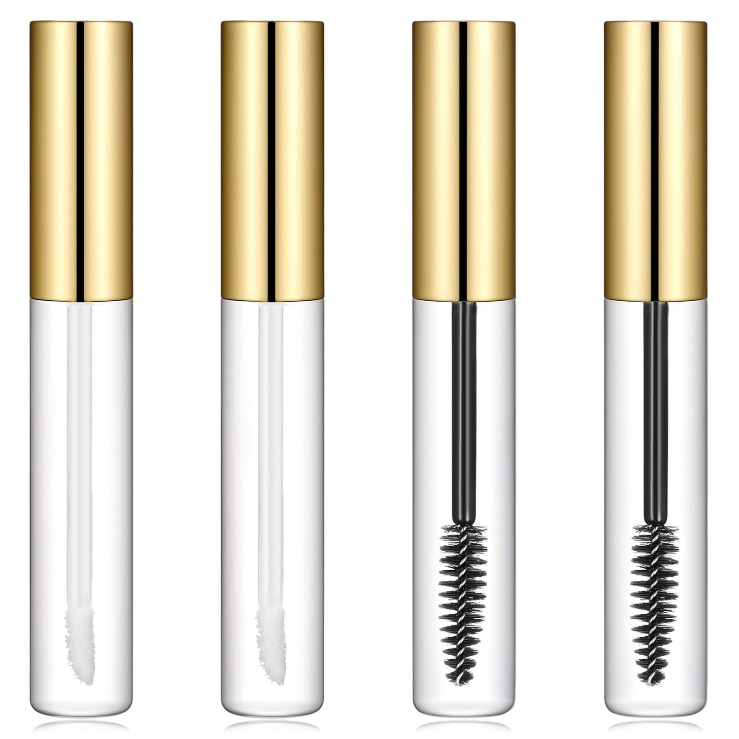 10ml Empty Mascara Tube, 4 Pcs Lip Gloss Tubes Clear Eyelash Cream Container Bottle with Leak Stoppers, Ideal Kit for DIY Cosmetics Home and Travel