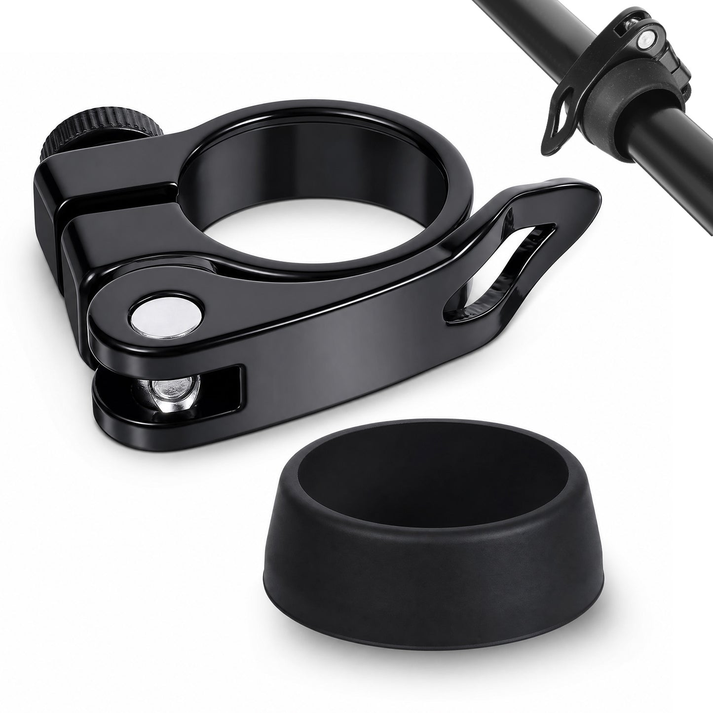 Bicycle Seat Clamp Bike Seat Post Clamp Quick Release Bike Seats Tube Clamps Replacement with Silicone Dust Cover Aluminum Alloy Seatpost Collar 28.6mm 31.8mm 34.9mm for Mountain and Road Bikes