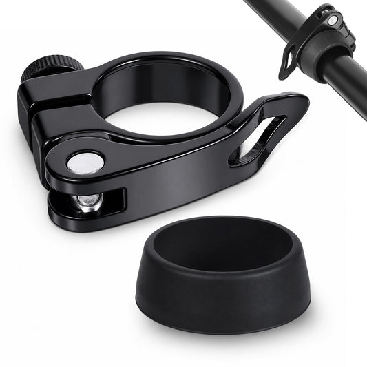 Bicycle Seat Clamp Bike Seat Post Clamp Quick Release Bike Seats Tube Clamps Replacement with Silicone Dust Cover Aluminum Alloy Seatpost Collar 28.6mm 31.8mm 34.9mm for Mountain and Road Bikes