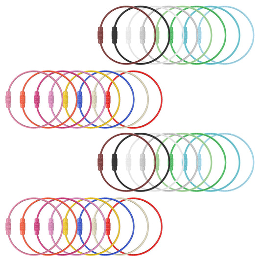 Metal Key Rings, 32 Pcs 1.5 mm Colored Steel Wire Keychain Rings Small Luggage Tag Loops for Hanging Keys, ID Tag Keepers, Luggage Tags, Decorations (16 Colors)