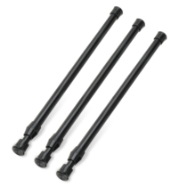 3Pcs Small Spring Tension Rod 12 to 20 Inches, Black Tension Curtain Rod No Drill Adjustable Spring Curtain Rod for Wardrobe Bars, Window, Closet, Bookcase (Black)
