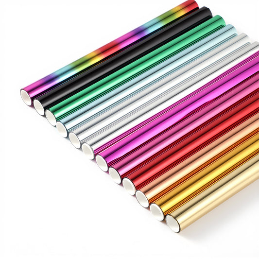 12 Pack Heat Transfer Foil, 4.26ft x 5.9In Hot Foil Roll Set Toner Reactive Foils Gold Foils Transfer Sheets for Scrapbooking, DIY Card, Crafts (12 Colors)