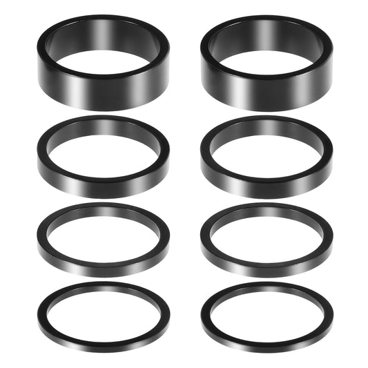 Bruislard 8 PCS Bicycle Headset Spacer, 4 Sizes Aluminium Alloy Bike Handlebar Stem Spacers Threadless Fork Washer Fit for 1 1/8-Inch Stem 2mm 3mm 5mm 10mm