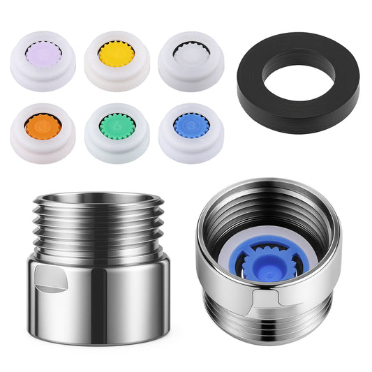 7 PCS Shower Head Flow Restrictor, Gpm 1.1/1.5/1.8/2.0/2.1/2.6 Shower Flow Reducer Limiter Set Showers Pressure Reducer with 2 PCS Washers and 1/2 Inch Restrictor Valves for Hotel Bathroom Toilet