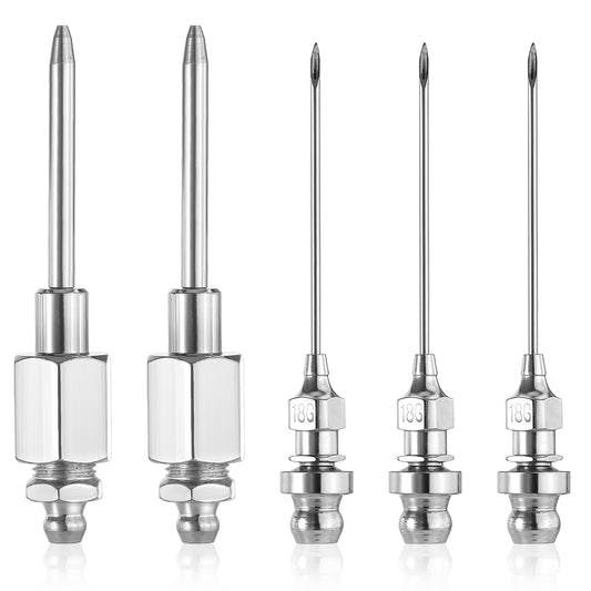 5 Pcs Grease Needle Accessory Set, Grease Injector Needles, 3Pcs Mini Bearing Grease Needle Nozzle, 2Pcs Grease Needle Dispenser, Removable Grease Gun Needle Tip Dispenser Grease for Ball Joints Tool