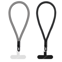 FdcLixuvol 2 Pack Phone Lanyard, Adjustable Hand Wrist Strap with Tether Tabs, Universal Multifunctional Patch Polyester Lanyard for Cell Phone for Women and Men(Black, Gray)
