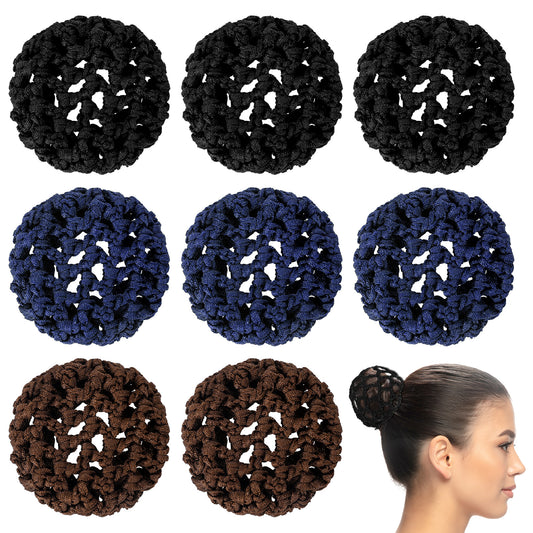 Hair Nets for Buns, 8 Pieces Hair Nets Invisible Elastic Edge Mesh Ballet Hair Bun Covers and Net Reusable Hairnets Bun Hair Net for Dance, Ballet, Women, Girls, Sleeping, Kitchen Food Service