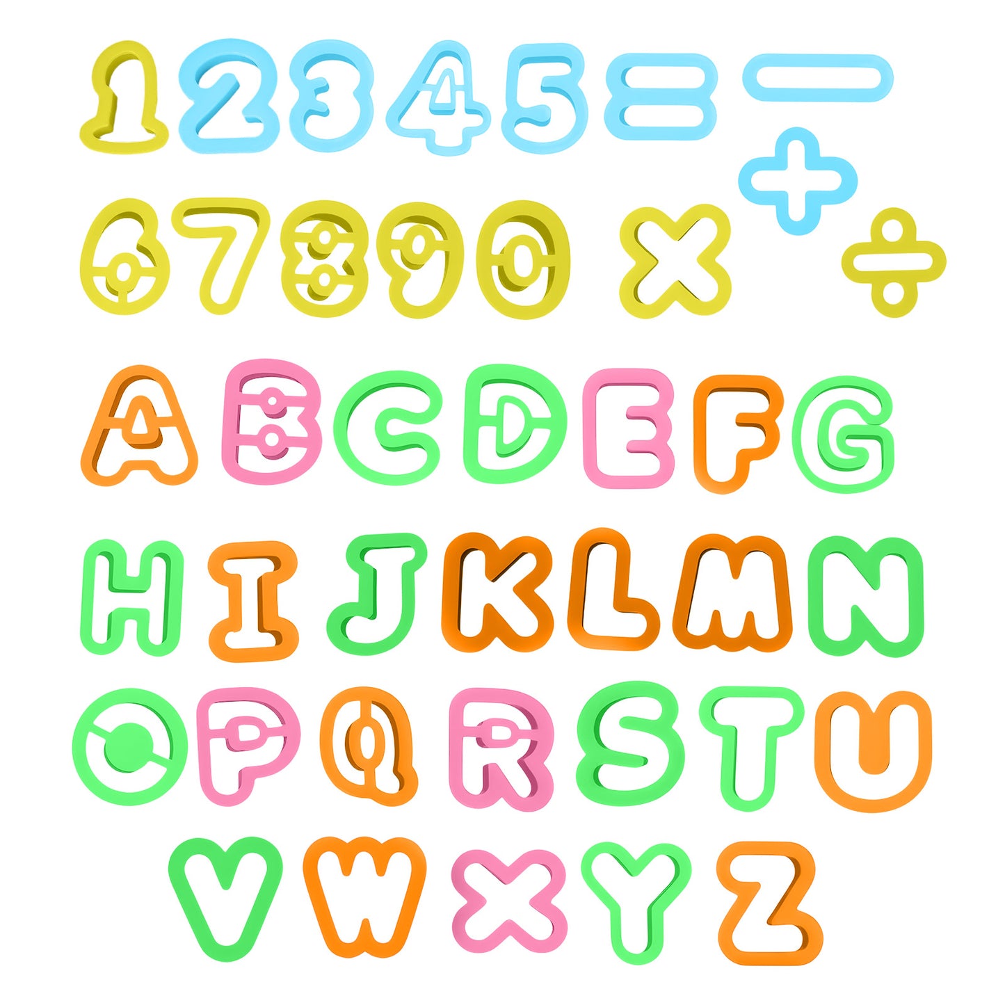 Alphabet and Numbers Plastic Cookie Cutters Set, 41 PCS Alphabet Cookie Cutters, Plastic Letter Number Mathematical Symbol Cookie Cutter for Crafting
