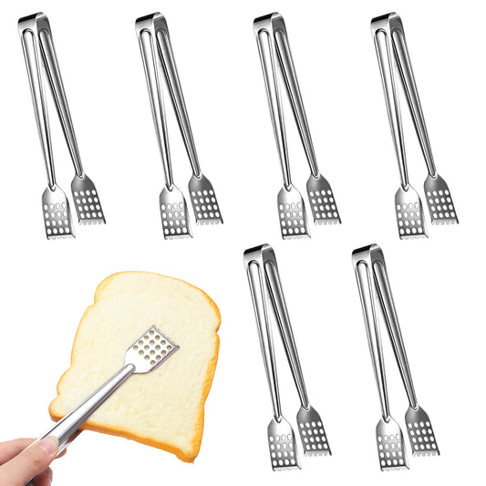 6PCS Serving Tongs, 7Inch Stainless Steel Kitchen Tongs Small Serving Utensils Tong