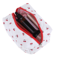 Cherry Makeup Bag, Travel Cosmetic Bag for Women Girls, Quilted Makeup Bag Cute Small Makeup Bag Zipper Make up Pouch Cherry Portable Storage Bag Coquette Makeup Bag for Toiletry Organizer