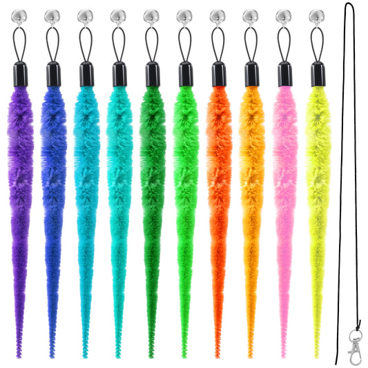 10PCS Cat Worm Toy with Black String, Replacement Cat Worm Toy Refills Cats Wand Attachments Worms Toys for Indoor Cats Kitten