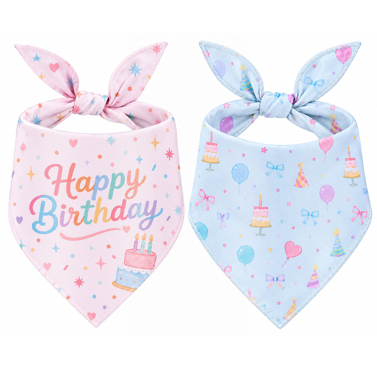 Dog Birthday Bandana 2 Pack Reversible Birthday Triangle Bibs