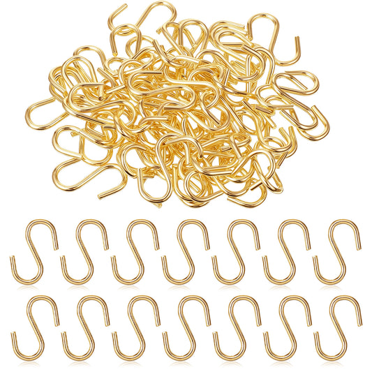 Zelphvt 60Pcs 1 Inch Mini S Hooks for Hanging Gold Ornament Hooks Hanger Metal Mini S Hooks for Jewelry, Necklaces, Plants, Lights, Potted Plants, Keychain