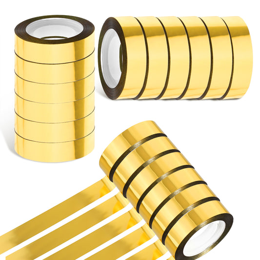 Gtziqa 6 Rolls Gold Tape, 1/2 Inch Self Adhesive Decorative Tapes Gold Washi Tape Metallic Mirror Tapes for Wall Decor, DIY Graphic, Gift Box Wrapping, Journaling, TV Frame Crafts Decoration