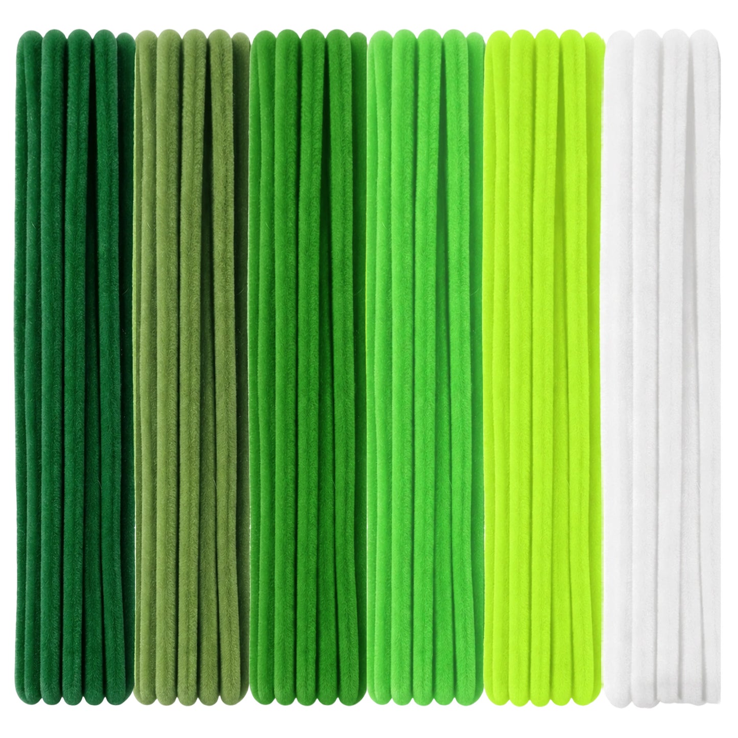 100 Pcs Green Pipe Cleaners for Craft Flowers 12 Inch Flexible Fluffy Pipecleaners for DIY Flowers, Crafts Decorations, Handicrafts (7 mm x 30 cm, Green Series)