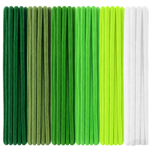 100 Pcs Green Pipe Cleaners for Craft Flowers 12 Inch Flexible Fluffy Pipecleaners for DIY Flowers, Crafts Decorations, Handicrafts (7 mm x 30 cm, Green Series)
