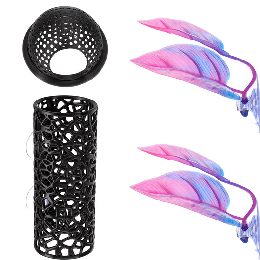 Betta Hammock Set, Hollow Betta Fish Tunnel Black Tunnels Hideout for Tank Fish Hammock & Hide Tunnel Leaf Pad for Aquarium Decoration, Resting, Hiding and Play