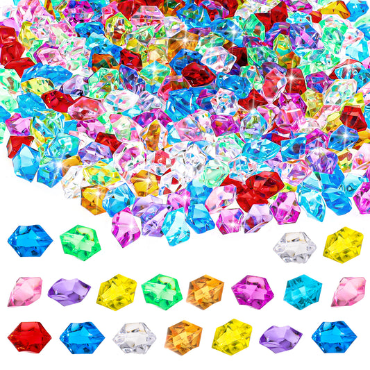 Styquenzer 500PCS Fake Crushed Ice Rocks, Acrylic Crushed Ice Cubes, Fake Diamond Plastic Gems, Mini Plastic Jewels Gems for Vase Fillers, Decoration Arts Crafts, Table Scatter